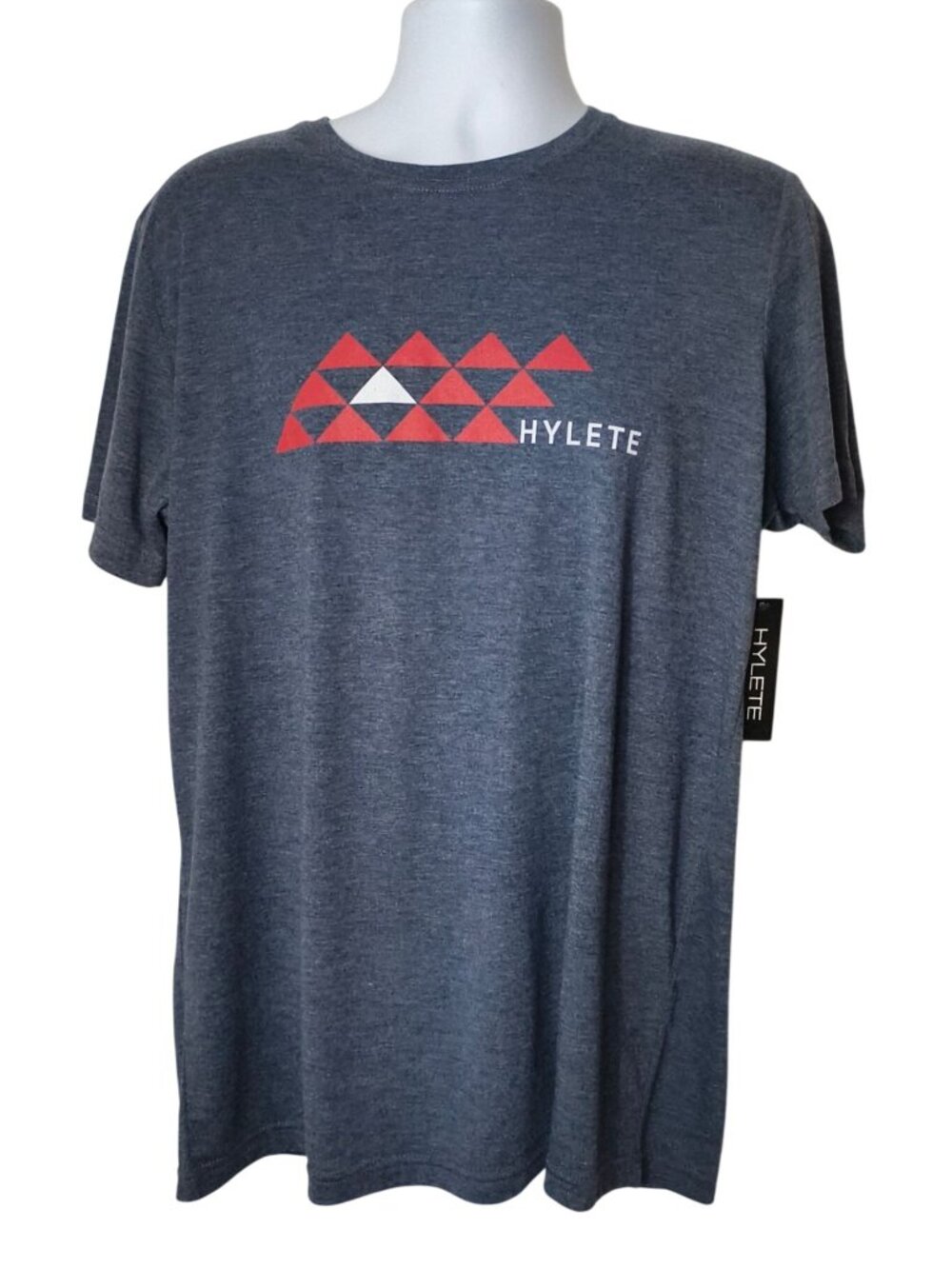 Hylete Mens XL Tee Gray Tri-Blend Heathered Performance Triangle Design Sporty
